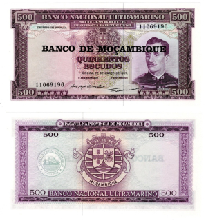 1967 - 500 escudos, bankovka, 11069196 - Portugalský Mosambik, krásná