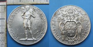1935 XIV - 2 liry - Vatikán, Pius XI