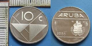 1986 - 10 cents - Aruba, Beatrix