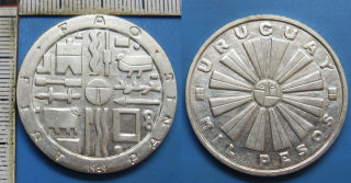 1969 - 1000 mils, stříbro - Uruguay, FAO, na hraně Republica Oriental Del Uruguay So