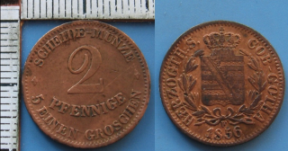 1856 F - 2 pfennige - Coburg-Gotha, Ernst II.