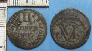 1805 S - III stuber, stříbro - Juelich-Berg, Maximilian IV. Joseph