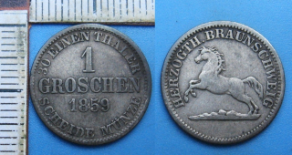 1859 - 1 groschen, stříbro - Braunschweig, Herzog Wilhelm