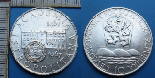 1967 - 10 Kčs, stříbro - Academia Istropolitana