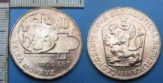 1966 - 10 Kčs, stříbro - 1100 let Velká Morava