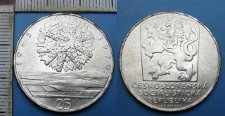 1970 - 25 Kčs, stříbro - 25. výročí osvobození Československa