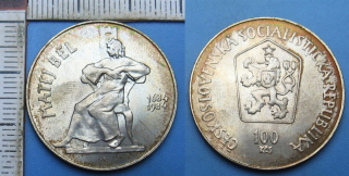 1984 - 100 Kčs, stříbro - 300. výročí narození Mateje Bela, papírová kapsa
