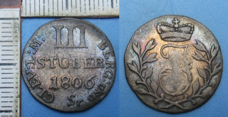 1806 Sr - III stuber, stříbro - Joachim Murat, Berg, Düsseldorf, Napoleonské války