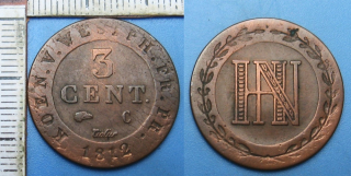 1812 C - 3 centime - Hieronymus Napoleon, Westfálsko, Napoleonské války