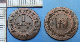 1812 C - 1 centime - Hieronymus Napoleon, Westfálsko, Napoleonské války