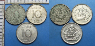 1955,6,7 - 10 ore, stříbro - 3x Švédsko