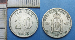 1898 EB - 10 ore , stříbro - Oscar II., Švédsko