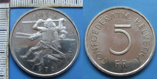 1976 - 5 francs - Švýcarsko, výroční