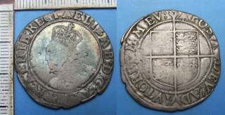 1558-1603 - shilling, stříbro - Alžběta I., Anglie, Tower (Londýn), Tudorovci