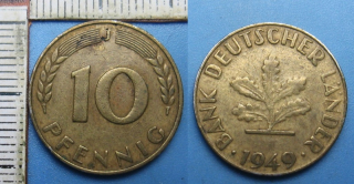 1949 J - 10 pfennig - Německo, Bank Deutscher Lander