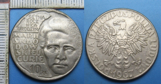 1967 - 10 zlotych - Polsko, Marie Sklodowska Curie