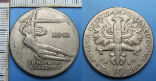 1965 - 10 zlotych - Polsko - VII Wiekow Warszawy