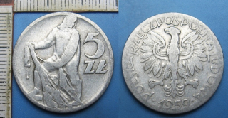 1959 - 5 zlotych - Polsko, rybář