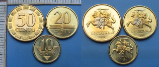 1998 - 3x mince Litvy - 10,20 a 50 centu