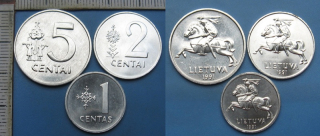 1991 - 3x mince Litvy - 1,2 a 5 centai