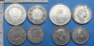 1920-89 - mince Švýcarska - 4x různý typ