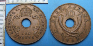 1942 - 10 cents - Britská Východní Afrika, Jiří VI.