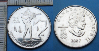 2007 - 25 cents - Kanada, OH Vancouver 2010, Biatlon