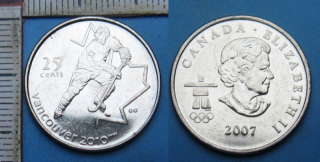 2007 - 25 cents - Kanada, OH Vancouver 2010, Hokej