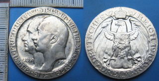 1910 A - 3 marka, stříbro - Prusko, Wilhelm II., Universita Berlín