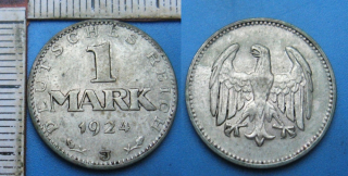 1924 J - 1 mark, stříbro - Německo, Weimar