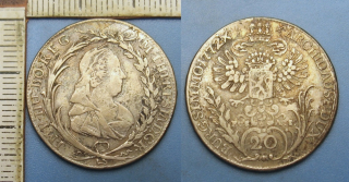 1772 EVS AS - 20 krejcar, stříbro - Marie Terezie, Praha, Erdmann