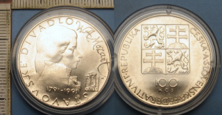 1991 - 100 Kč, stříbro - 200 let úmrtí Wolfganga Amadea Mozarta, kapsle