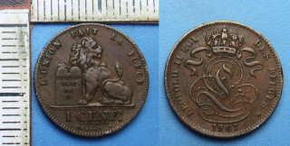 1907 - 1 centime - Belgie, Leopold II., Belges