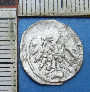 1452 (po roce) - peníz s šachovanou orlicí, stříbro - Morava, město Brno