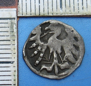 1452 (po roce) - peníz s šachovanou orlicí, stříbro - Morava, město Brno