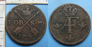 1758 - 1 ore S.M. - Švédsko, Adolf Frederick