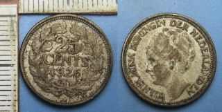 1926 - 25 cents, stříbro - Nizozemí, Wilhelmina