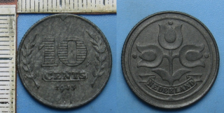 1943 - 10 cents - válečné Nizozemí