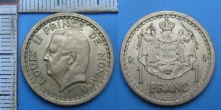 1945 - 1 franc - Monako,  Louis II.