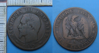 1855 A - 5 centimes - Francie, Napoleon III.