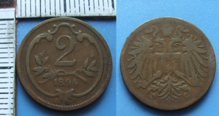 1894 - 2 heller - František Josef I.