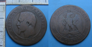 1856 B - 10 centimes - Francie, Napoleon III.