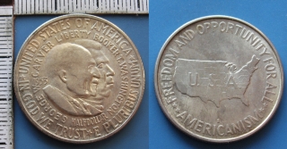 1953 S - half dollar, stříbro - USA, Booker T. Washington and George Washington Carver