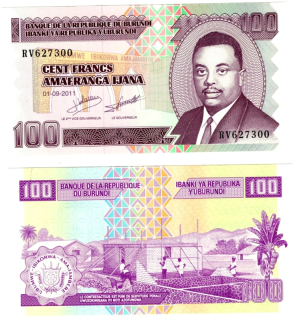 2011 - 100 francs, bankovka, RV627300 - Burundi, krásná