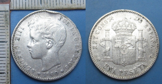 1900 SMV - 1 peseta, stříbro - Alfonso XIII., Španělsko