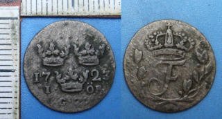 1723 GZ - 1 ore, stříbro - Frederick I., Švédsko