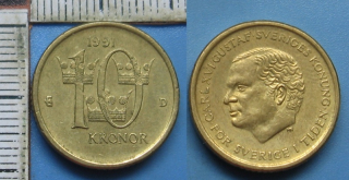 1991 D - 10 kronor - Carl XVI. Gustaf, Švédsko