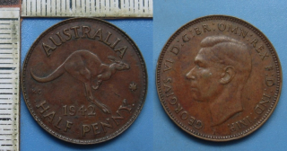 1942 - half penny - Austrálie, Jiří VI.