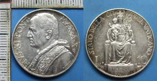 1931 X - 10 lir, stříbro - Pius XI., Vatikán
