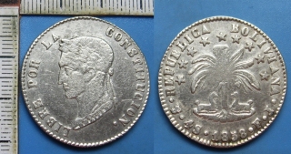 1858 FJ - 4 soles, stříbro - Bolívie